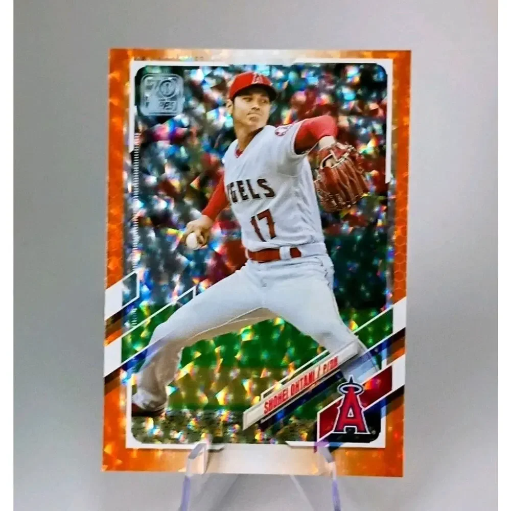 Shohei Ohtani 2021 Topps Chrome #150 Orange Foil Refractor SP 237/299 - Picture 4 of 8